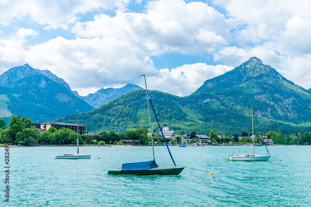 Lake St. Wolfgang in the Salzkammergut resort region, Austria Lake St. Wolfgang in the Salzkammergut resort region, Austria