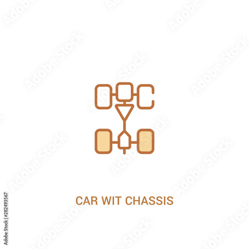 car wit chassis concept 2 colored icon. simple line element illustration. outline brown car wit chassis symbol. can be used for web and mobile ui/ux. © zaurrahimov