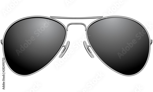 Sunglasses in black plastic rimmed aviator model