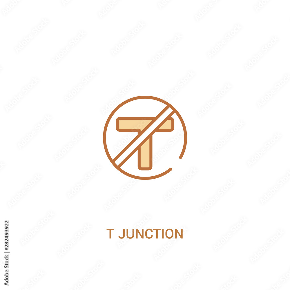 t junction concept 2 colored icon. simple line element illustration. outline brown t junction symbol. can be used for web and mobile ui/ux. t junction concept 2 colored icon. simple line element illustration. outline brown t junction symbol. can be used for web and mobile ui/ux.