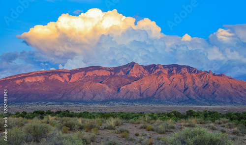 Sandia Mountains at sunset in central New Mexico
