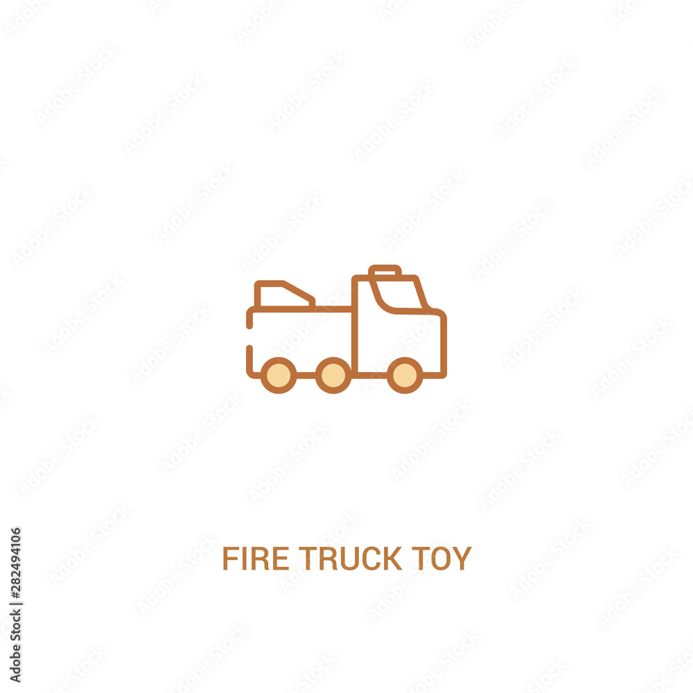 fire truck toy concept 2 colored icon. simple line element illustration. outline brown fire truck toy symbol. can be used for web and mobile ui/ux.