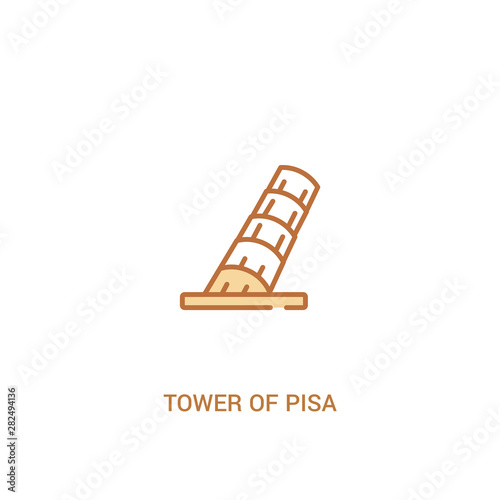 tower of pisa concept 2 colored icon. simple line element illustration. outline brown tower of pisa symbol. can be used for web and mobile ui/ux.