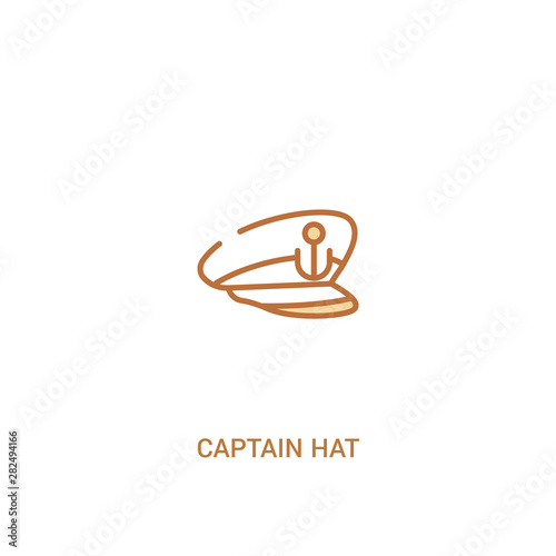 captain hat concept 2 colored icon. simple line element illustration. outline brown captain hat symbol. can be used for web and mobile ui/ux.