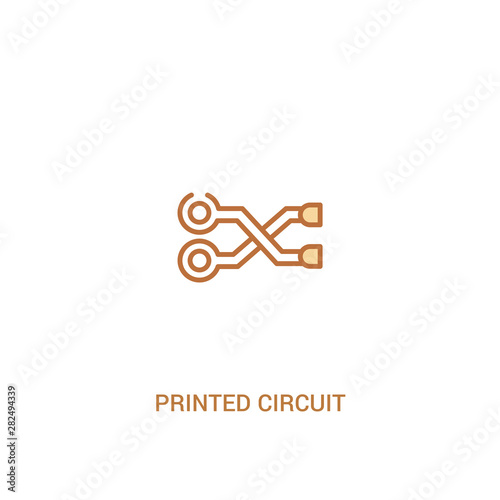 printed circuit connections concept 2 colored icon. simple line element illustration. outline brown printed circuit connections symbol. can be used for web and mobile ui/ux.