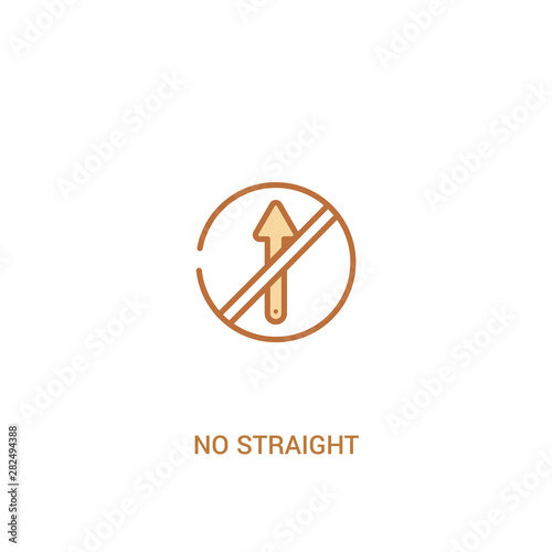 no straight concept 2 colored icon. simple line element illustration. outline brown no straight symbol. can be used for web and mobile ui/ux.
