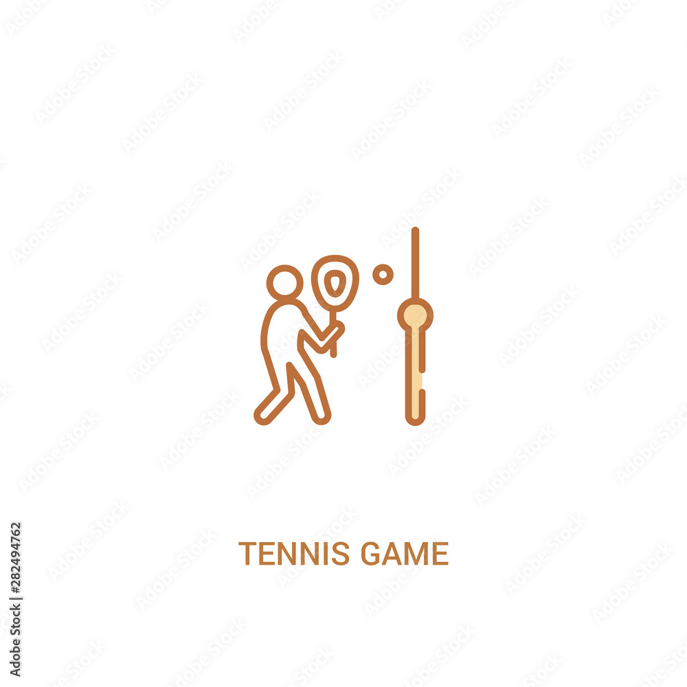 tennis game concept 2 colored icon. simple line element illustration. outline brown tennis game symbol. can be used for web and mobile ui/ux.