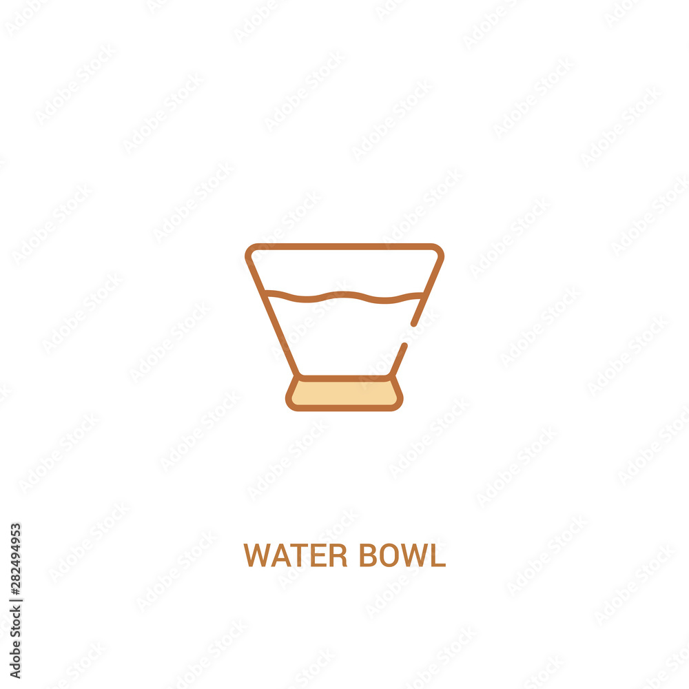 water bowl concept 2 colored icon. simple line element illustration. outline brown water bowl symbol. can be used for web and mobile ui/ux. water bowl concept 2 colored icon. simple line element illustration. outline brown water bowl symbol. can be used for web and mobile ui/ux.