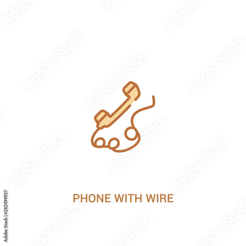 phone with wire concept 2 colored icon. simple line element illustration. outline brown phone with wire symbol. can be used for web and mobile ui/ux.