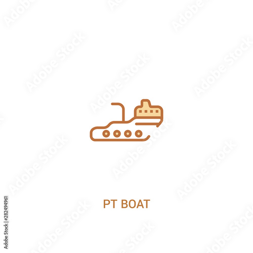 pt boat concept 2 colored icon. simple line element illustration. outline brown pt boat symbol. can be used for web and mobile ui/ux. © zaurrahimov