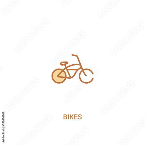 bikes concept 2 colored icon. simple line element illustration. outline brown bikes symbol. can be used for web and mobile ui/ux.