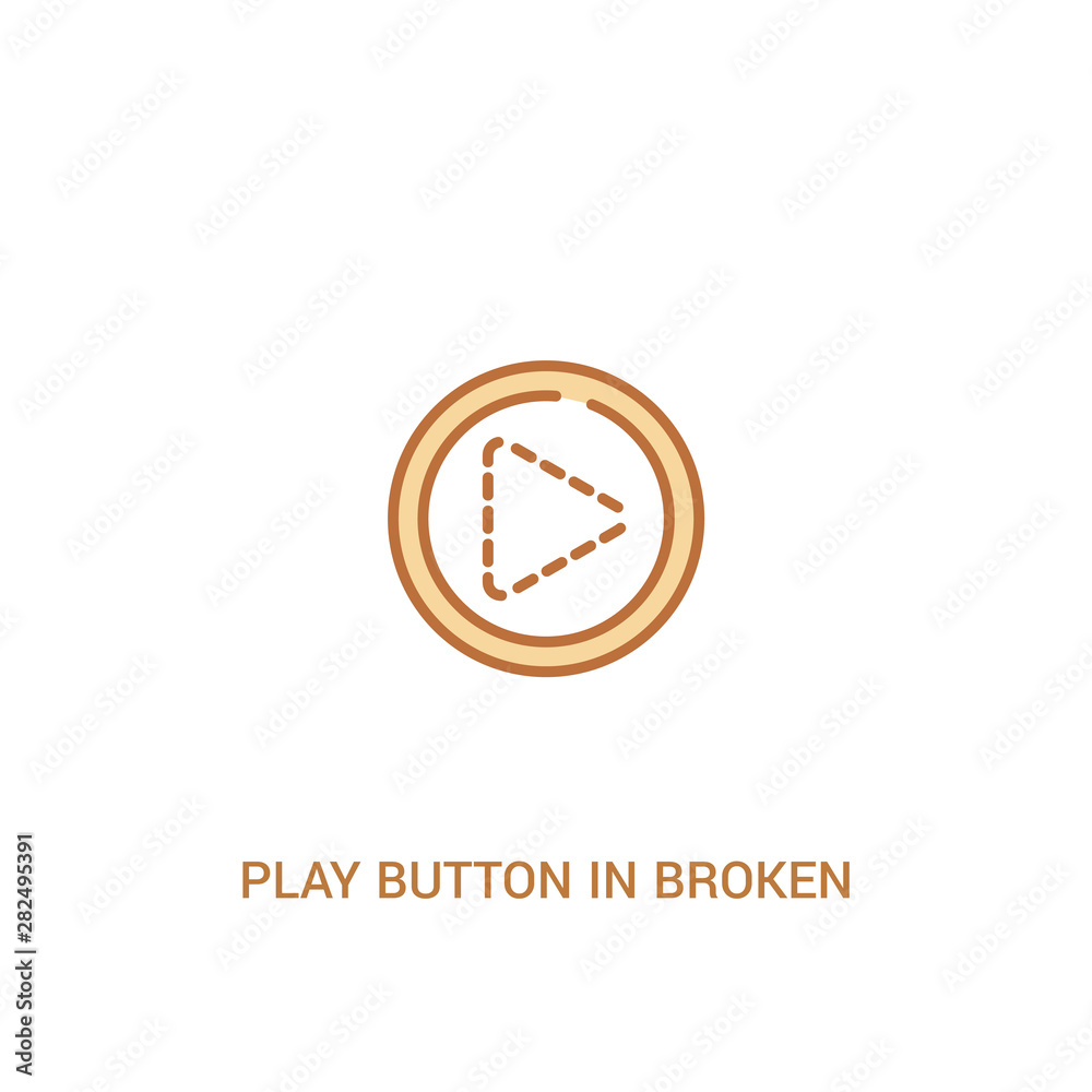 play button in broken line concept 2 colored icon. simple line element illustration. outline brown play button in broken line symbol. can be used for web and mobile ui/ux. play button in broken line concept 2 colored icon. simple line element illustration. outline brown play button in broken line symbol. can be used for web and mobile ui/ux.