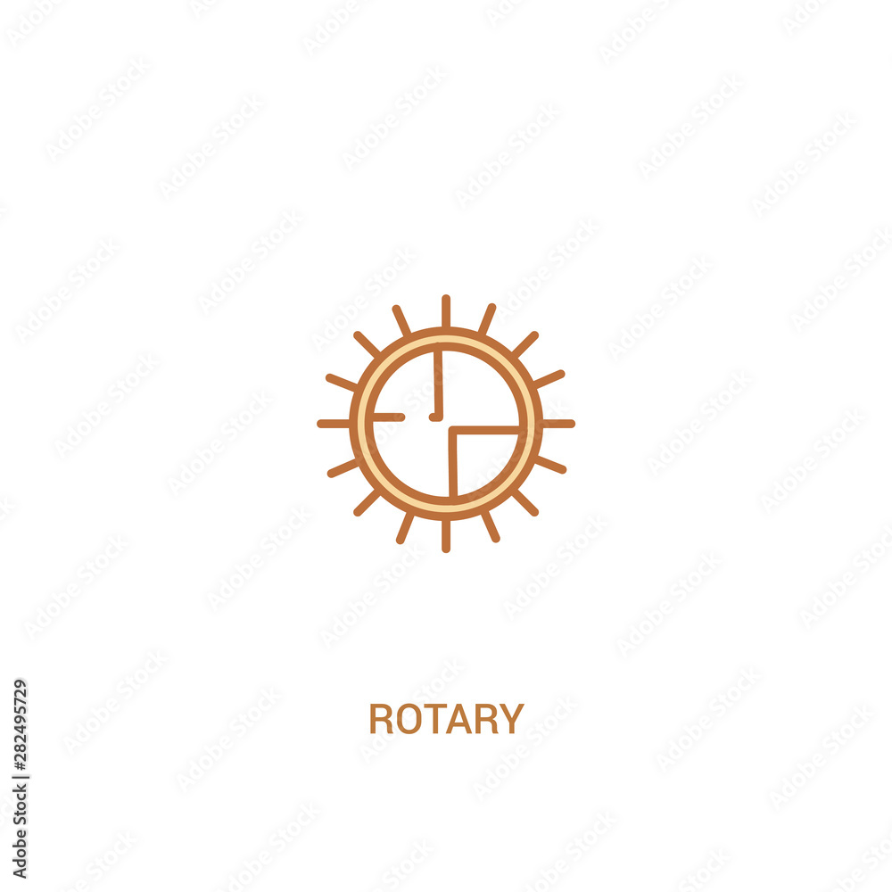 rotary concept 2 colored icon. simple line element illustration. outline brown rotary symbol. can be used for web and mobile ui/ux. rotary concept 2 colored icon. simple line element illustration. outline brown rotary symbol. can be used for web and mobile ui/ux.