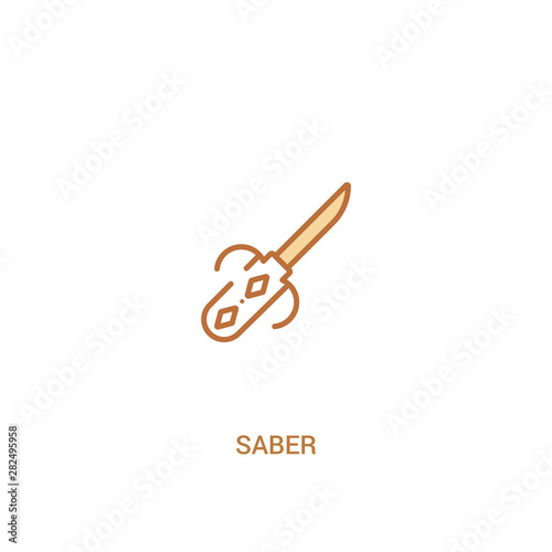 saber concept 2 colored icon. simple line element illustration. outline brown saber symbol. can be used for web and mobile ui/ux.