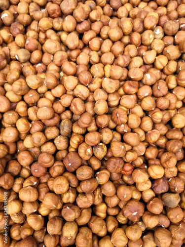 Hazelnut. Fresh organic filbert. Nuts macro. Food background.