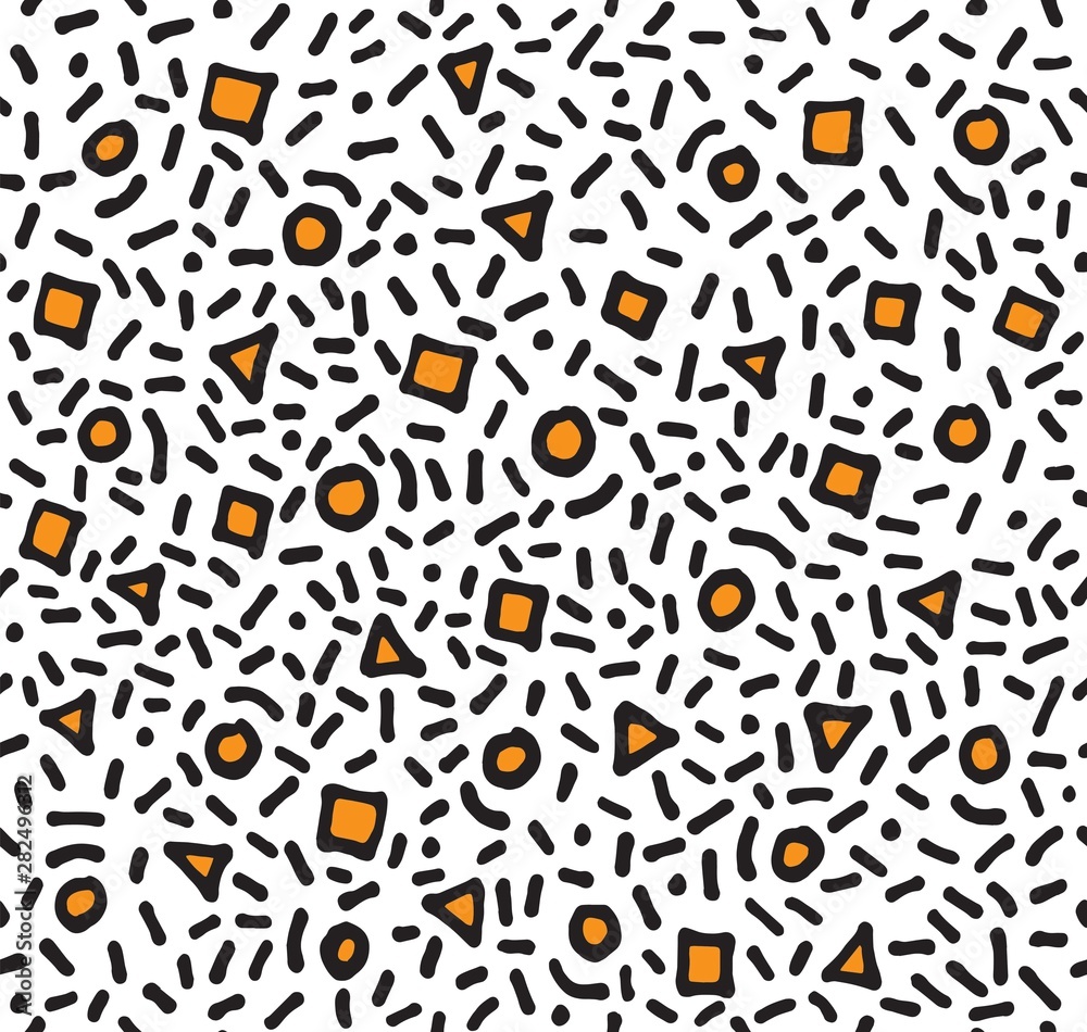 Hand drawn geometric patterns: square, circle, triangle. Isolated on white, seamless background, doodles. Vector illustration Hand drawn geometric patterns: square, circle, triangle. Isolated on white, seamless background, doodles. Vector illustration