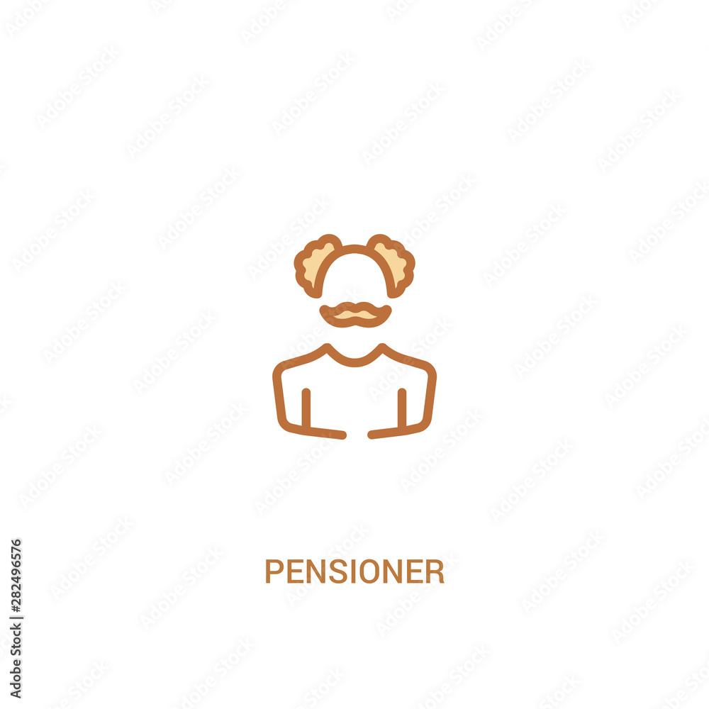 pensioner concept 2 colored icon. simple line element illustration. outline brown pensioner symbol. can be used for web and mobile ui/ux.