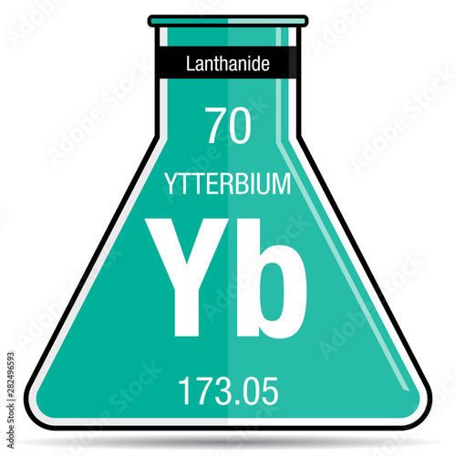Ytterbium symbol on chemical flask. Element number 70 of the Periodic Table of the Elements - Chemistry