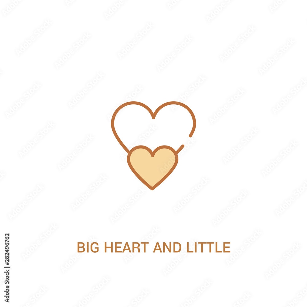 big heart and little heart concept 2 colored icon. simple line element illustration. outline brown big heart and little symbol. can be used for web and mobile ui/ux.