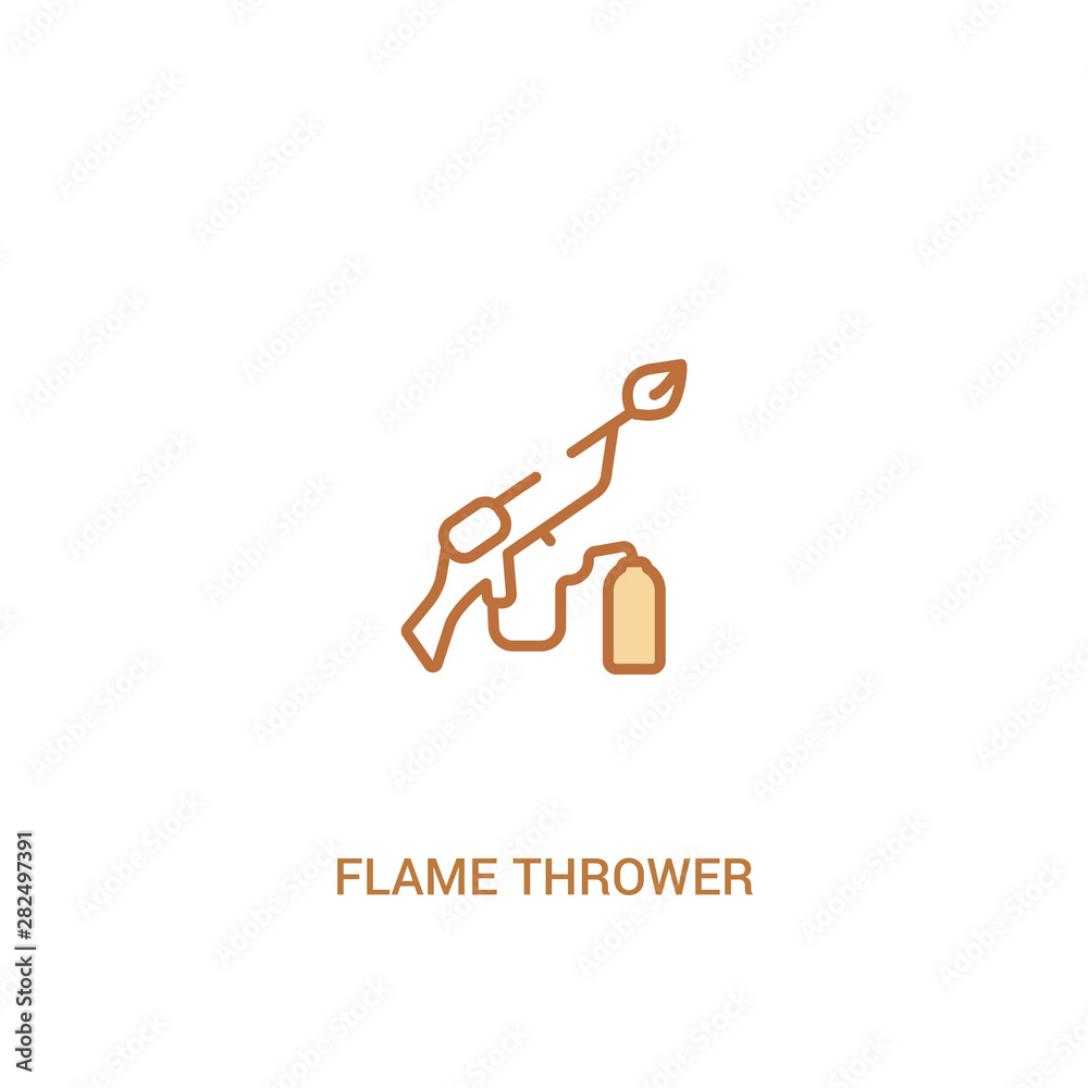 flame thrower concept 2 colored icon. simple line element illustration. outline brown flame thrower symbol. can be used for web and mobile ui/ux. flame thrower concept 2 colored icon. simple line element illustration. outline brown flame thrower symbol. can be used for web and mobile ui/ux.