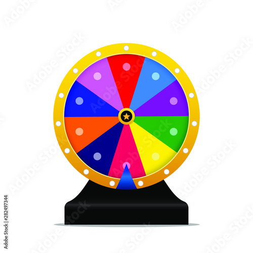 Wheel Of Fortune lottery luck colorful illustration isolated. Casino game of chance. Win fortune roulette. Gamble chance leisure.
