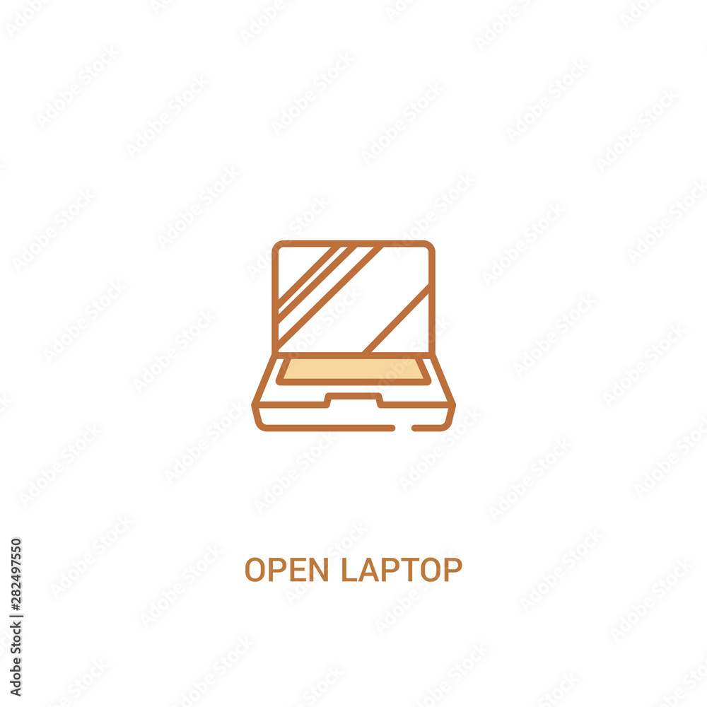 open laptop concept 2 colored icon. simple line element illustration. outline brown open laptop symbol. can be used for web and mobile ui/ux.