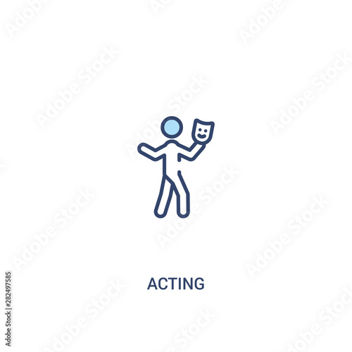 acting concept 2 colored icon. simple line element illustration. outline blue acting symbol. can be used for web and mobile ui/ux.