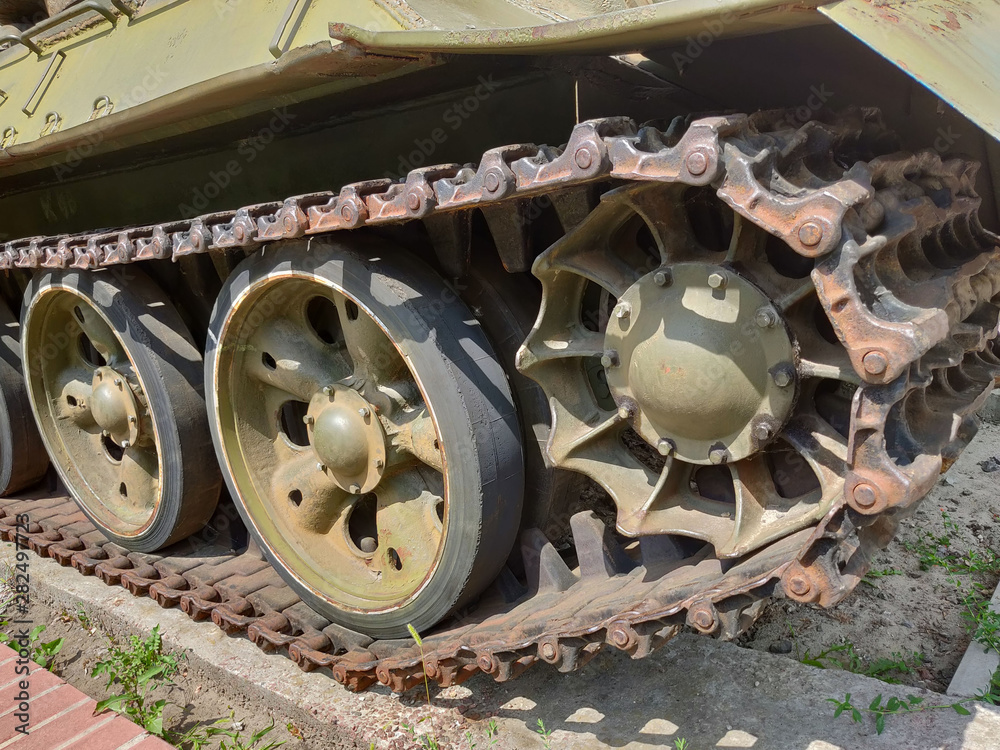 Tank track. Detail of the Soviet Union Heavy tank track Tank track. Detail of the Soviet Union Heavy tank track