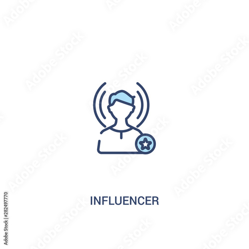 influencer concept 2 colored icon. simple line element illustration. outline blue influencer symbol. can be used for web and mobile ui/ux. © zaurrahimov