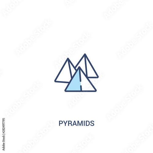 pyramids concept 2 colored icon. simple line element illustration. outline blue pyramids symbol. can be used for web and mobile ui ux.