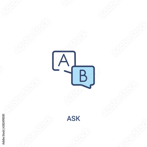 ask concept 2 colored icon. simple line element illustration. outline blue ask symbol. can be used for web and mobile ui/ux.