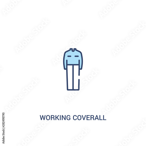 working coverall concept 2 colored icon. simple line element illustration. outline blue working coverall symbol. can be used for web and mobile ui/ux.