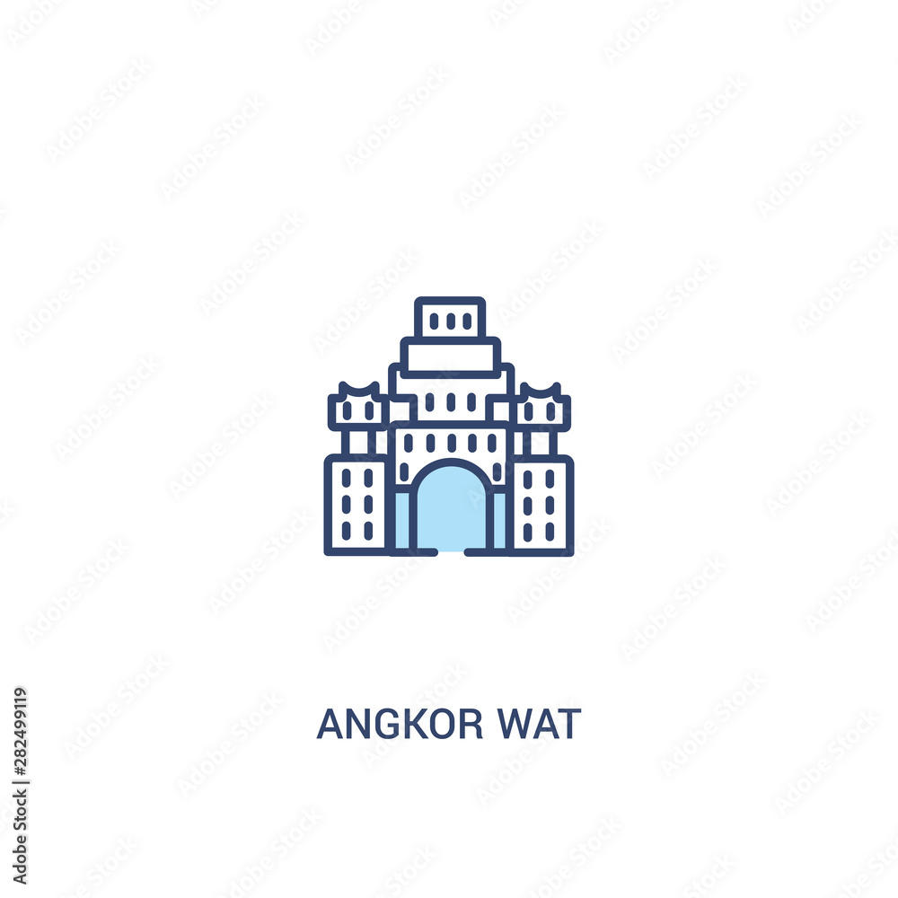 angkor wat concept 2 colored icon. simple line element illustration. outline blue angkor wat symbol. can be used for web and mobile ui/ux.