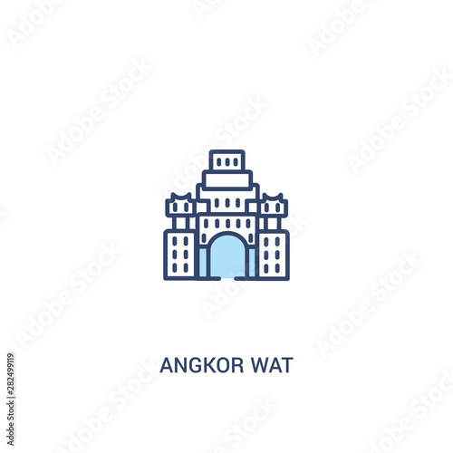 angkor wat concept 2 colored icon. simple line element illustration. outline blue angkor wat symbol. can be used for web and mobile ui/ux.