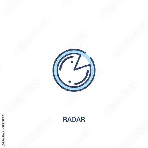 radar concept 2 colored icon. simple line element illustration. outline blue radar symbol. can be used for web and mobile ui/ux.