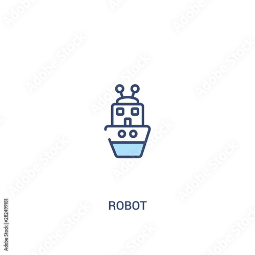 robot concept 2 colored icon. simple line element illustration. outline blue robot symbol. can be used for web and mobile ui ux.