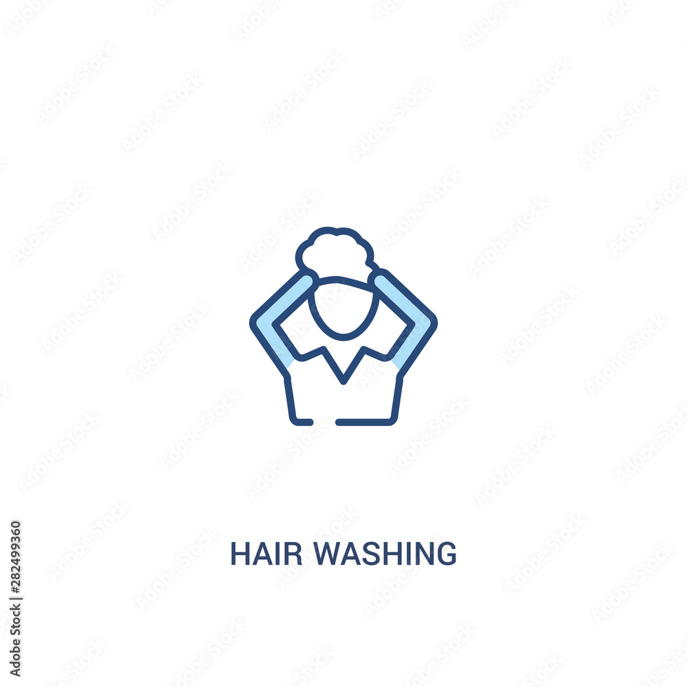 hair washing concept 2 colored icon. simple line element illustration. outline blue hair washing symbol. can be used for web and mobile ui/ux.