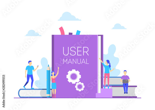 Cartoon Color User Manual Concept Flat Design. Vector