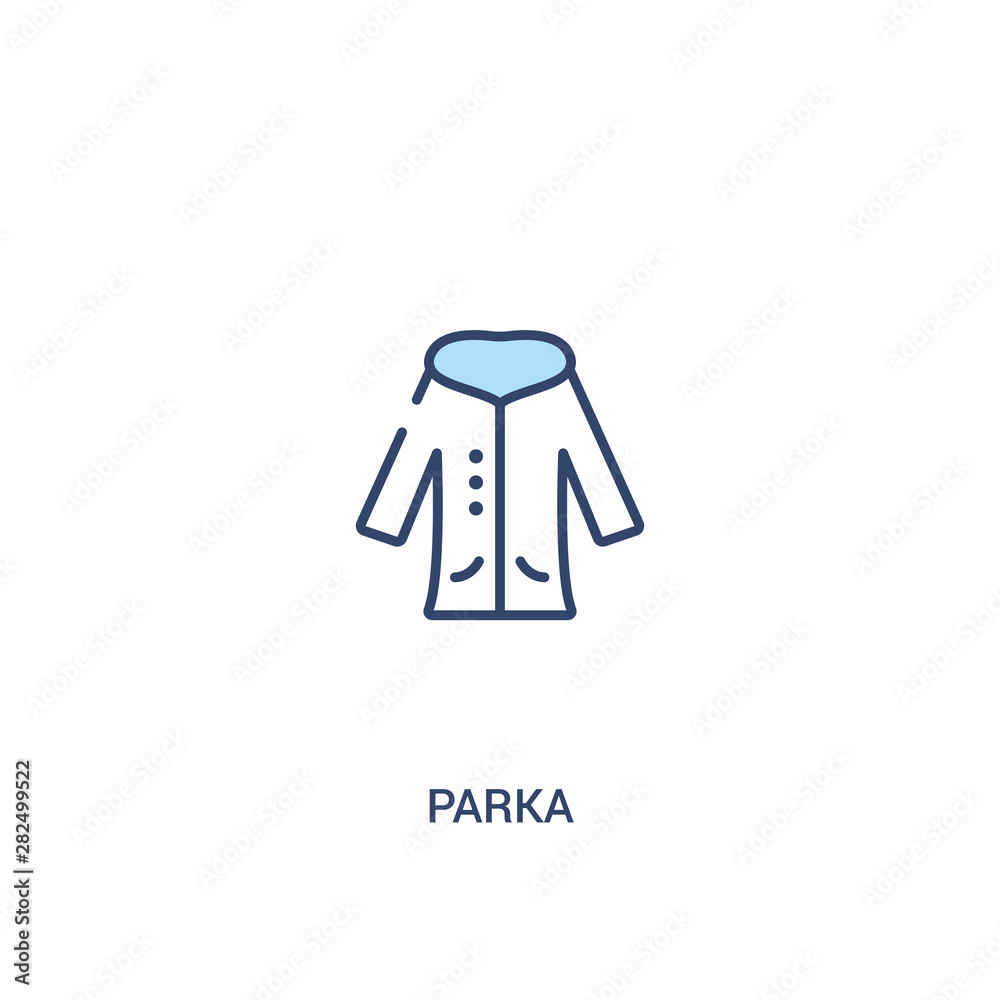 parka concept 2 colored icon. simple line element illustration. outline blue parka symbol. can be used for web and mobile ui/ux.