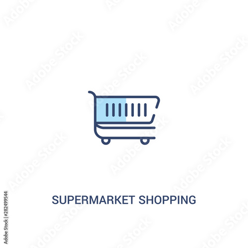 supermarket shopping cart concept 2 colored icon. simple line element illustration. outline blue supermarket shopping cart symbol. can be used for web and mobile ui/ux.