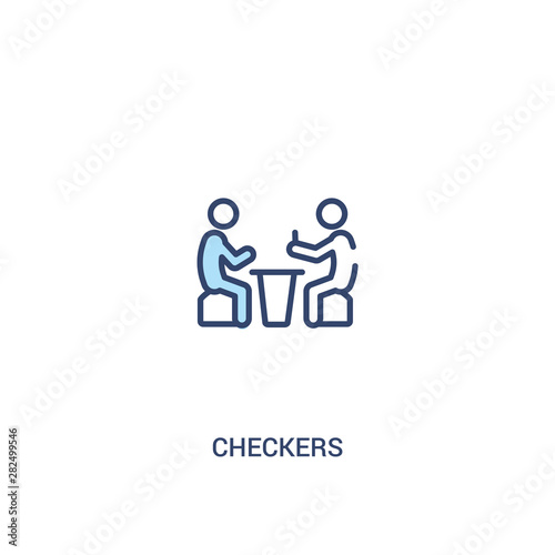 checkers concept 2 colored icon. simple line element illustration. outline blue checkers symbol. can be used for web and mobile ui/ux.