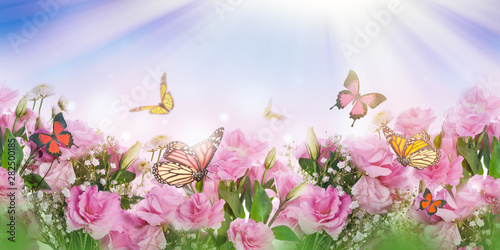 A bouquet of delicate pink ...