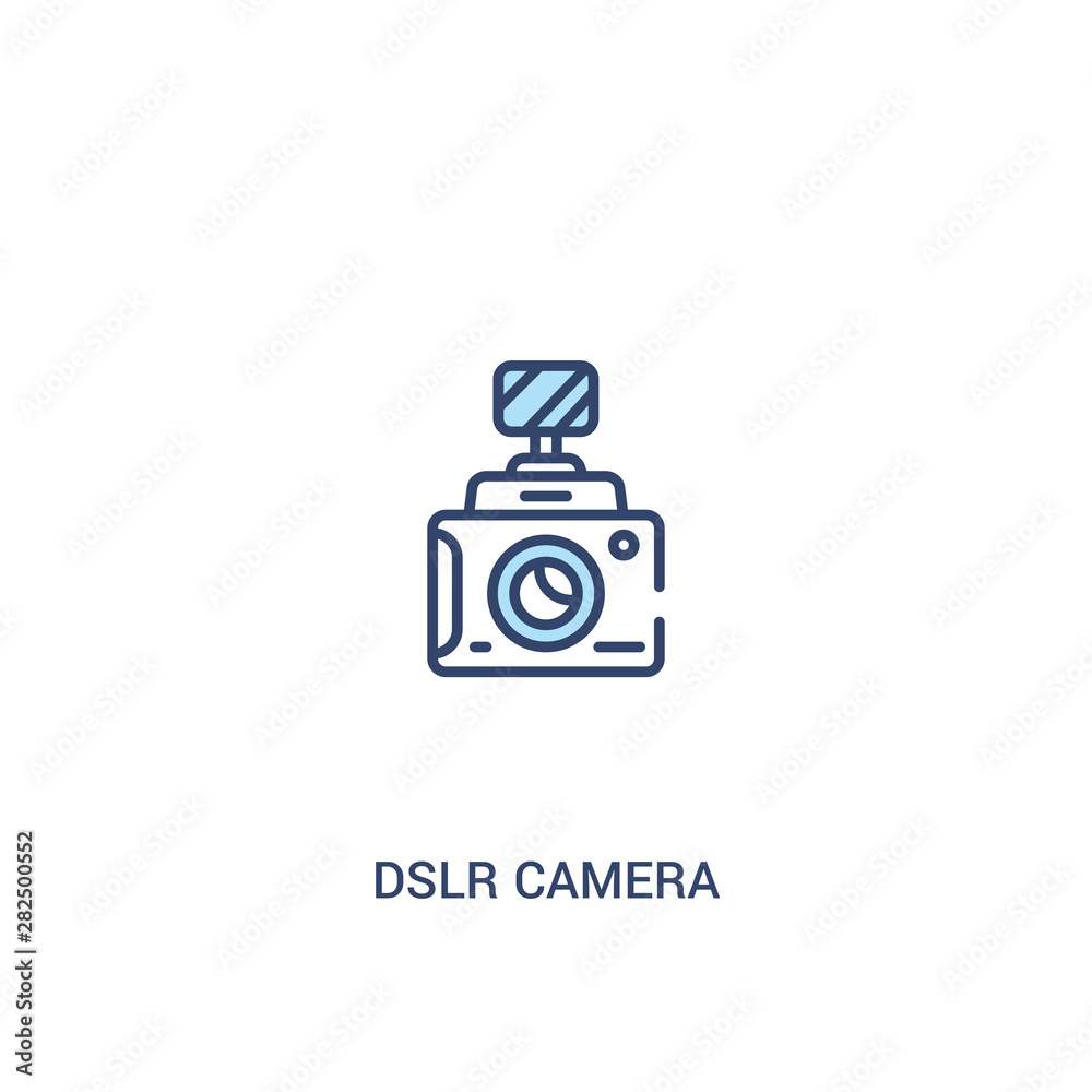 dslr camera concept 2 colored icon. simple line element illustration. outline blue dslr camera symbol. can be used for web and mobile ui/ux. dslr camera concept 2 colored icon. simple line element illustration. outline blue dslr camera symbol. can be used for web and mobile ui/ux.