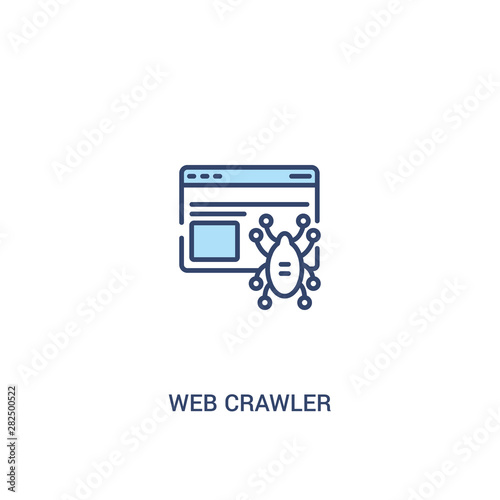 web crawler concept 2 colored icon. simple line element illustration. outline blue web crawler symbol. can be used for web and mobile ui/ux.