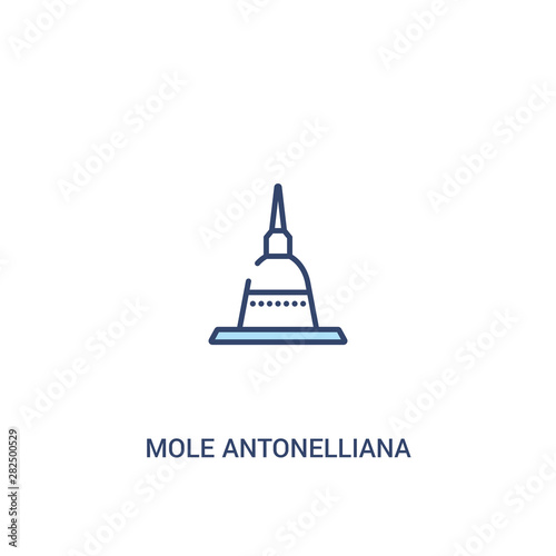 mole antonelliana in turin concept 2 colored icon. simple line element illustration. outline blue mole antonelliana in turin symbol. can be used for web and mobile ui/ux.