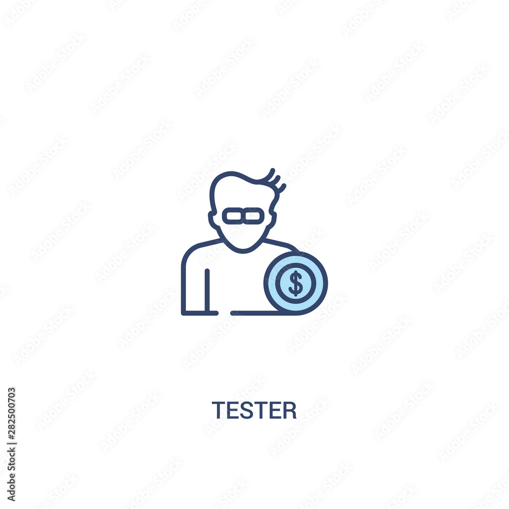 tester concept 2 colored icon. simple line element illustration. outline blue tester symbol. can be used for web and mobile ui/ux. tester concept 2 colored icon. simple line element illustration. outline blue tester symbol. can be used for web and mobile ui/ux.