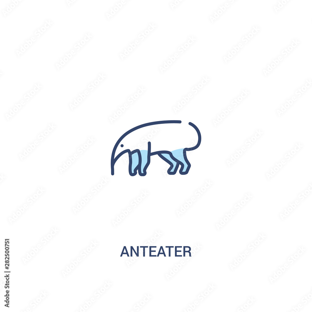 Fototapeta premium anteater concept 2 colored icon. simple line element illustration. outline blue anteater symbol. can be used for web and mobile ui/ux.