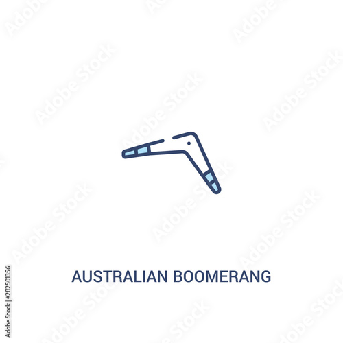australian boomerang concept 2 colored icon. simple line element illustration. outline blue australian boomerang symbol. can be used for web and mobile ui/ux.