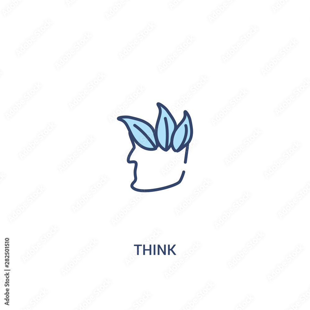 Obraz premium think concept 2 colored icon. simple line element illustration. outline blue think symbol. can be used for web and mobile ui/ux.