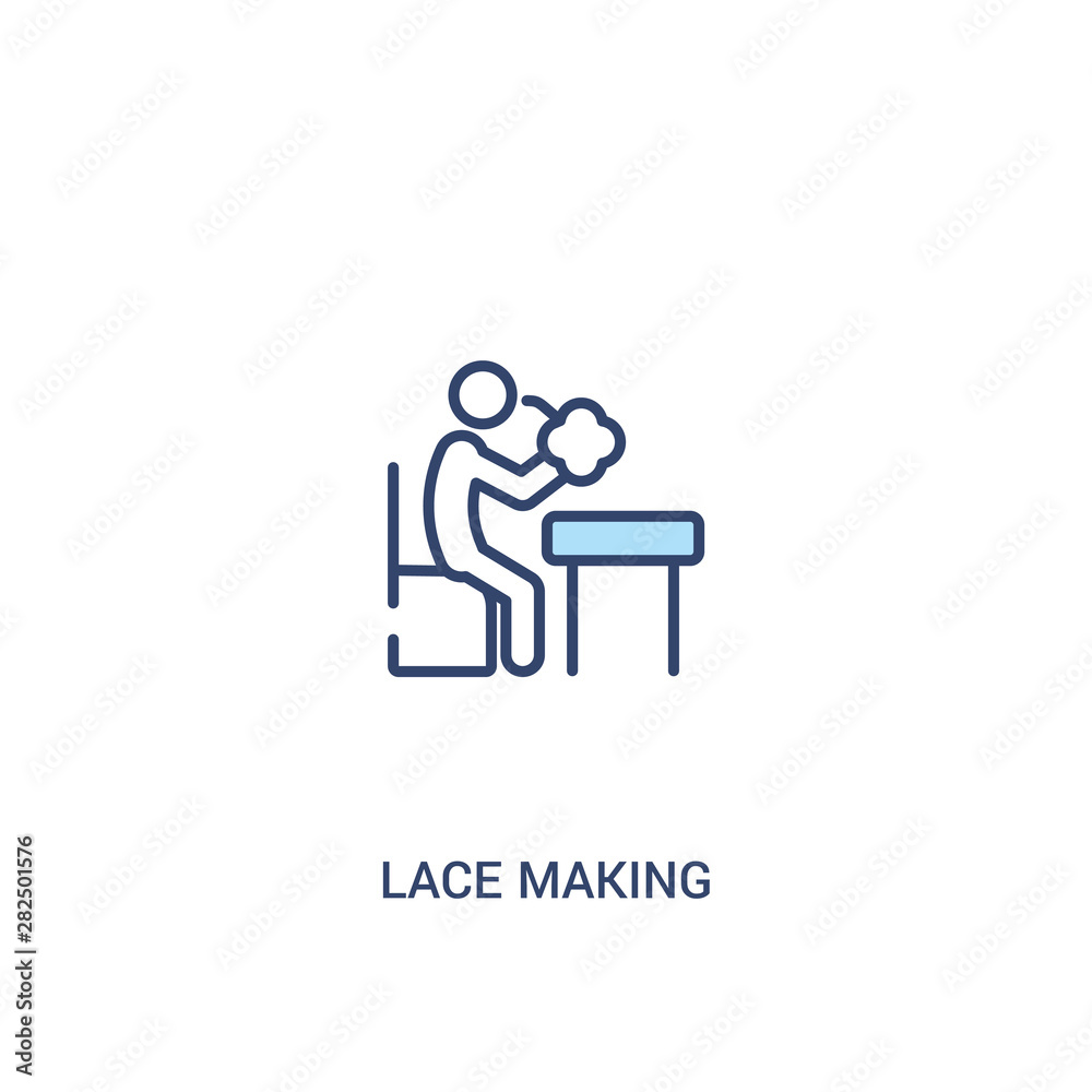 lace making concept 2 colored icon. simple line element illustration. outline blue lace making symbol. can be used for web and mobile ui/ux.